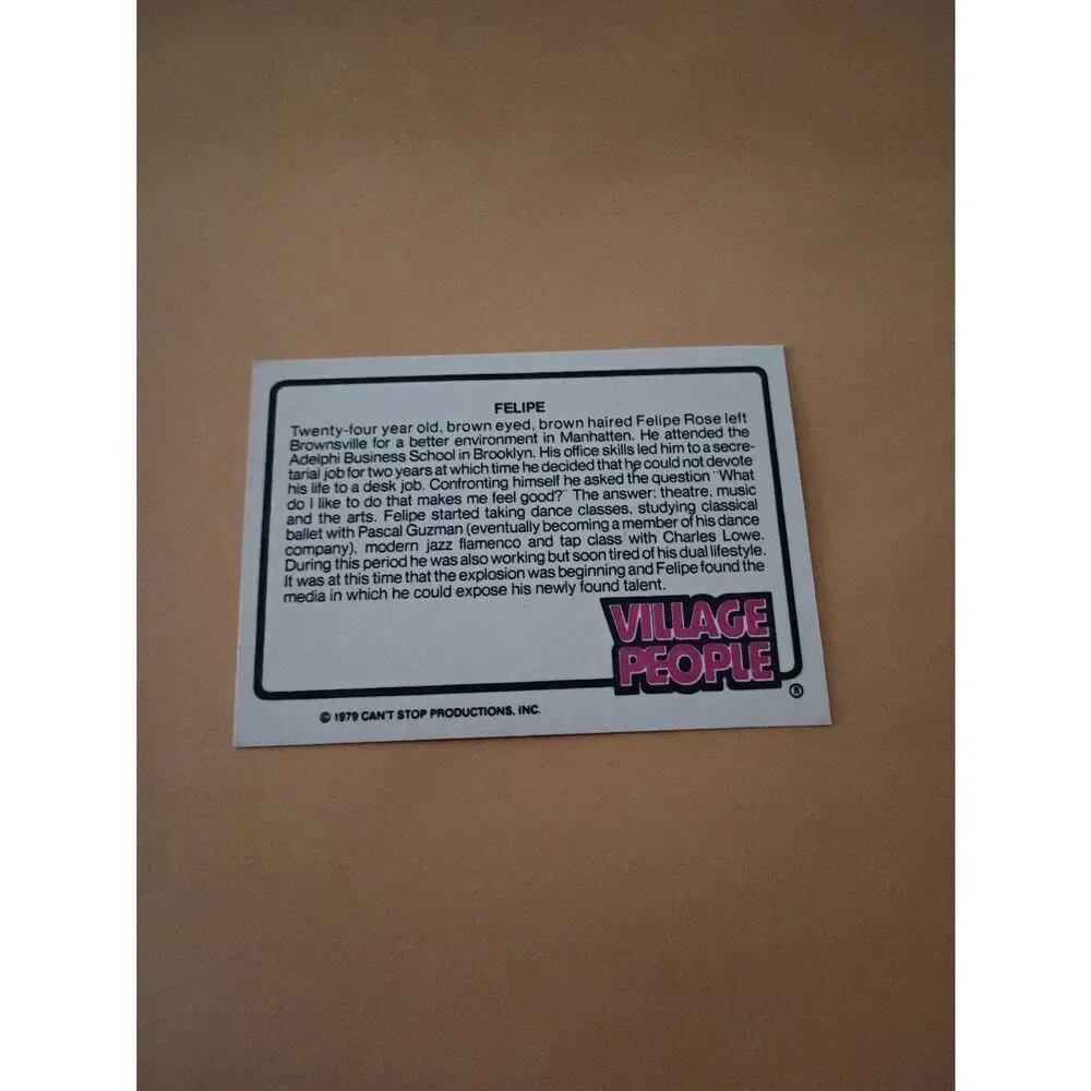 Vintage 1979 Village People Trading Card #28 Disco Era Vintage Music Collectible